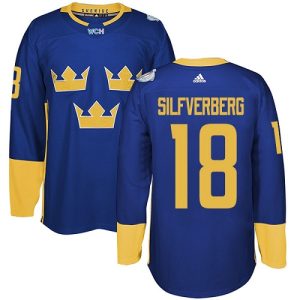 Herren Team Schweden #18 Jakob Silfverberg Authentic Königsblau Auswärts 2016 World Cup